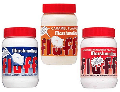 3 Jars Of Mixed Marshmallow Fluffs, Original American Marshmallow, Caramel, Strawberry