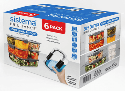 A Sistema Brilliance 6 Pack Food Storage Set with Lids