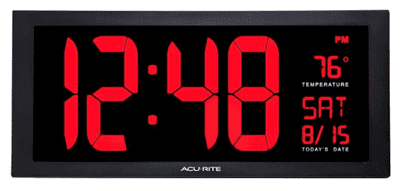 AcuRite 75100C 18 Inch Large LED Clock with Indoor Temperature - Black