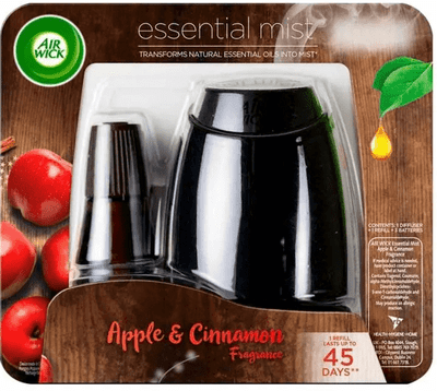 Airwick Air Freshener Essential Mist Aroma Kit Apple & Cinnamon (1x Diffuser and 1x Refill)