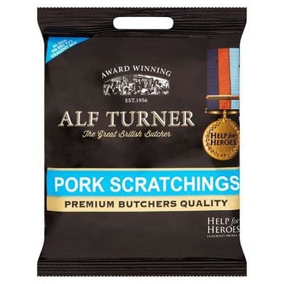 Alf Turner Pork Scratchings 12 x 70g Bar Board, Premium Butchers Quality