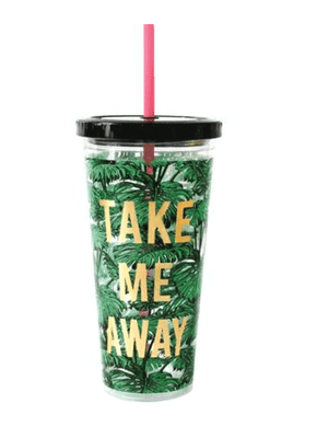 Alice Scott Take Me Away Tumbler with Peach coloured Straw