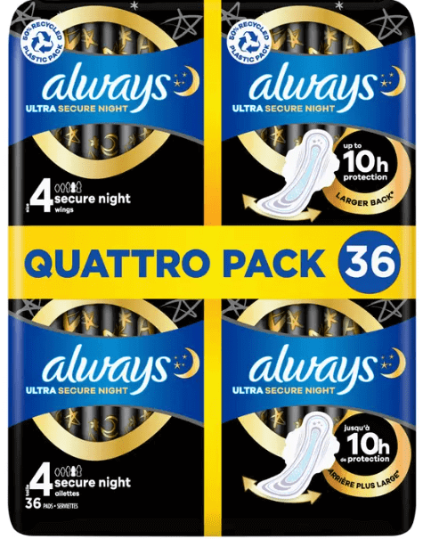 Buy Always - 36x Sanitary Pads Ultra Night Size 4 with Wings