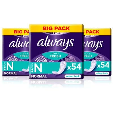 Always Dailies Fresh Normal Panty Liners, 3 x 54 Pack