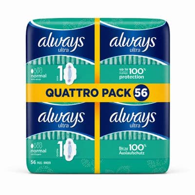 Always Ultra Normal Size 1 Pads with Wings, 56 Pack