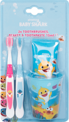 Baby Shark Kids Toothbrush Toothpaste & Cup Set 2 Years+