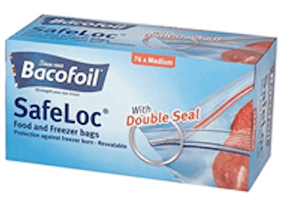 Bacofoil Safeloc Food and Freezer Medium Bags, 76 Bags