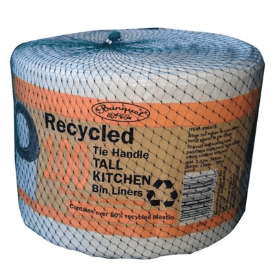 Banquet Recycled Tie Handle Tall Kitchen Bin Liners 50L, 100 Pack