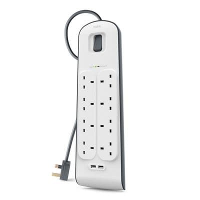 Belkin BSV804 8-Way Surge Protector with USB, 2 m