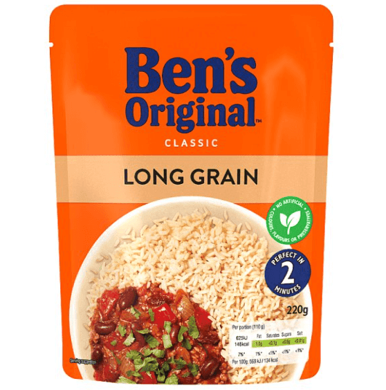 Ben s Original Long Grain Microwave Rice 6 x 220g pouches