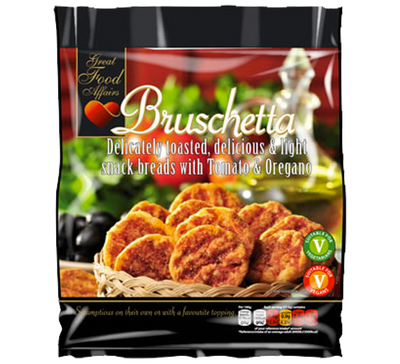 Bruschetta Snack Breads with Tomato & Oregano 12 x 150g by Great Food Affairs