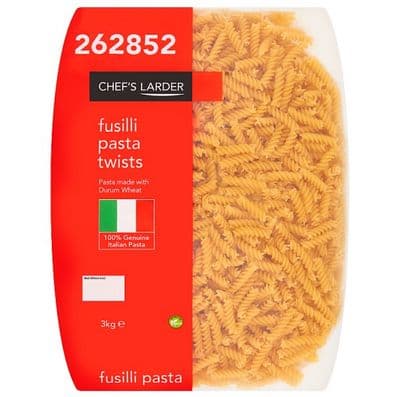 Chef's Larder Durum Wheat Fusilli Pasta, 3kg Bag