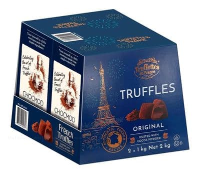 Chocmod Truffettes de France Natural Truffles, Plain, 1kg Boxes (Pack of 2)