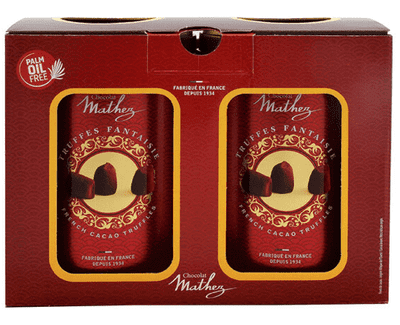 Chocolat Mathez Cocoa Dusted French Truffles 2 x 500g Tins, Produced in France
