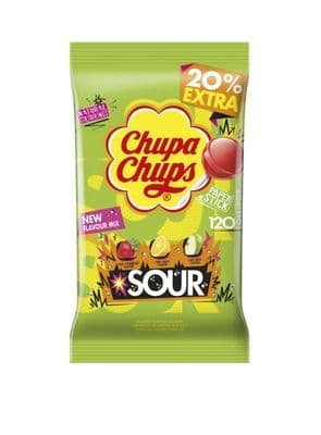 CHUPA CHUPS Sour 120 Lollipops in 3 Assorted Flavours 1.4kg