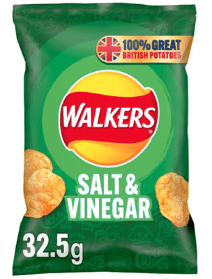 Crisps Walkers Salt & Vinegar Crisps 32.5g Box of 32