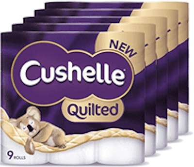 Cushelle Quilted 3-Ply Toilet Tissue, 5 x 9 Rolls (45 Rolls)