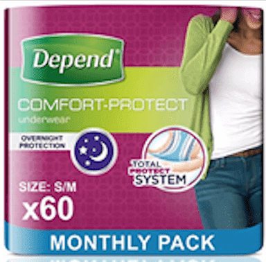 Depend Comfort Protect Incontinence Pants for Women, Small/Medium - 60 Pants