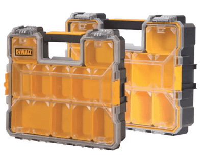 Dewalt Pro Organisers (1 x Deep & 1 x Shallow), 10 Removable Cups, Metal Latches