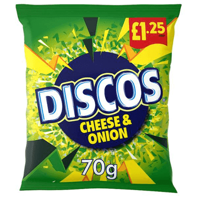 Discos Cheese & Onion Flavour 70g - Box of 16 (Price Marked)