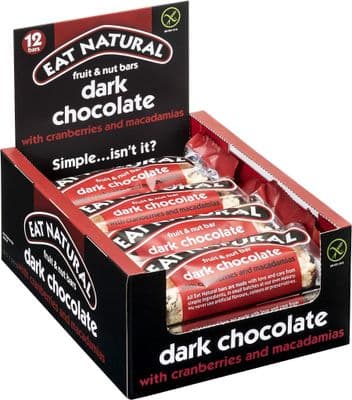 Eat Natural Dark Chocolate Cranberry & Macadamia Bars 12x40g