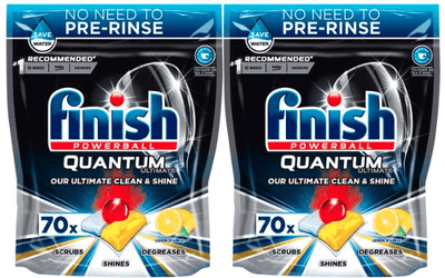 Finish Powerball Quantum Ultimate Lemon Sparkle Dishwasher Pack of 2 x 70 Tablets