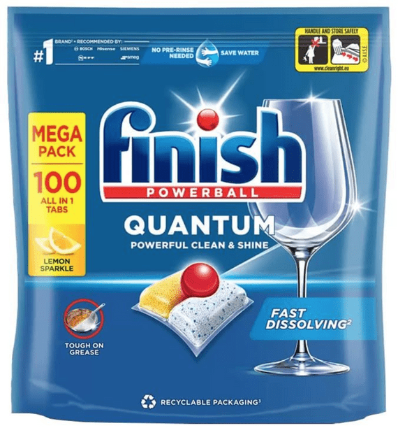 Finish Quantum Infinity Shine Dishwasher Tablets Bulk | Scent: Lemon | Size: 100 Dishwasher Tabs | F