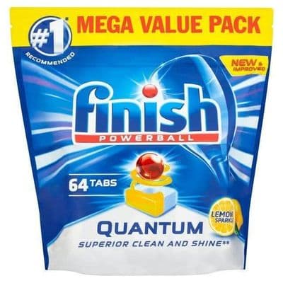 Finish Quantum Max Lemon Sparkle Dishwasher Tablets 64 Pack Superior Clean & Shine