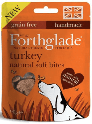 Forthglade Natural Dog Treats - Grain Free Soft Bites Turkey (8 x 90g) Resealable Bags