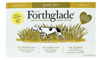 Forthglade Natural Grain Free Complete Wet Dog Food Poultry Variety 395 g (Pack of 12)