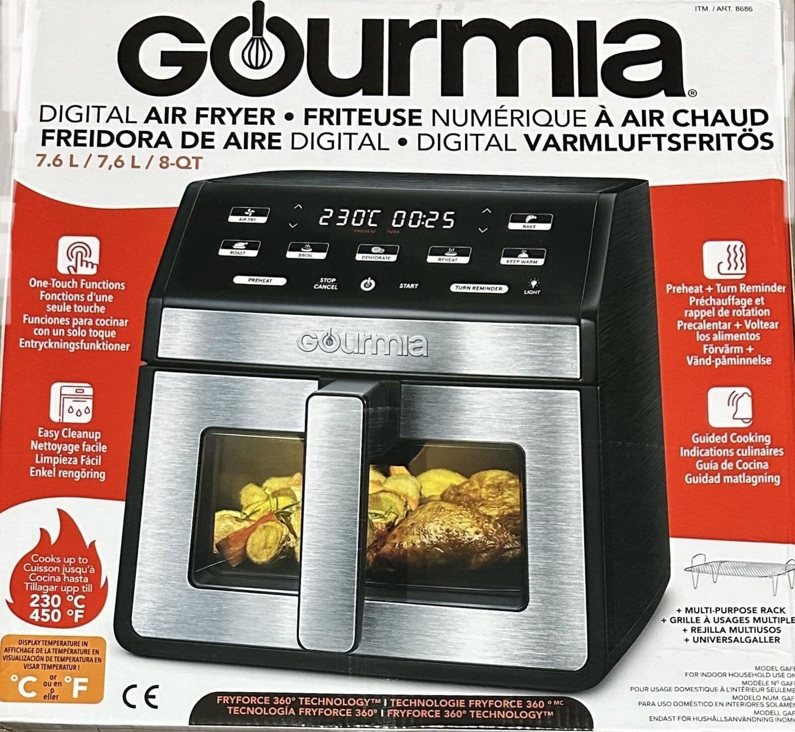 Gourmia 7 6L Digital Air Fryer With Light & Window
