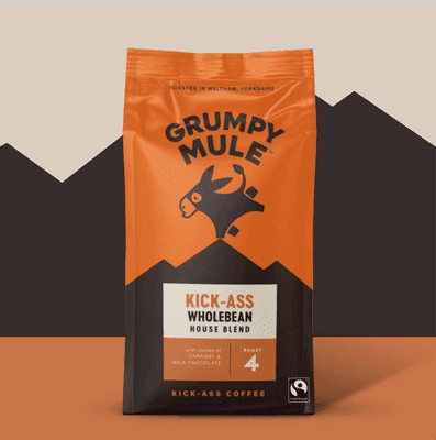 Grumpy Mule Kick-Ass House Blend 1kg Whole Bean Coffee Caramel Chocolate