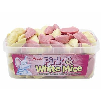 Hannah's Pink and White Mice 600g Tub Milk Chocolate Sweets