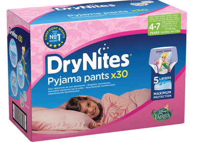 Huggies DryNites Girls Pyjama Pants 4-7 Years 30 Pack