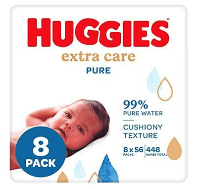 Huggies Pure Care Baby Wipes 8 x 56 Pack (448 Wipes)