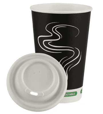 iECO Triple Wall Hot Cups with Bagasse Lids 16oz / 473ml, 100 Pack