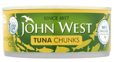 John West Tuna Chunks in Sunflower Oil, 145g, Pack of 12