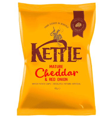 KETTLE Chips Mature Cheddar & Red Onion 40g (Pack of 18)