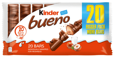 Kinder Bueno Milk Chocolate & Hazelnuts, Chocolate, (Pack of 10)