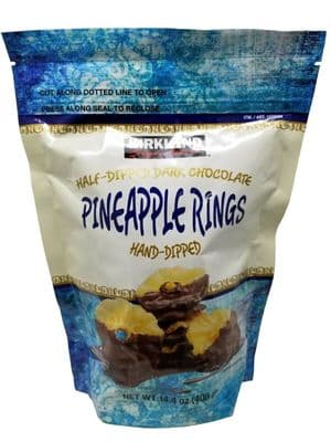 Kirkland Half-Dipped Dark Chocolate Pineapple Rings Hand-Dipped 408g Resealable Bag