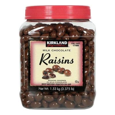 Kirkland Signature Milk Chocolate Coated Raisins 1.53kg Tub