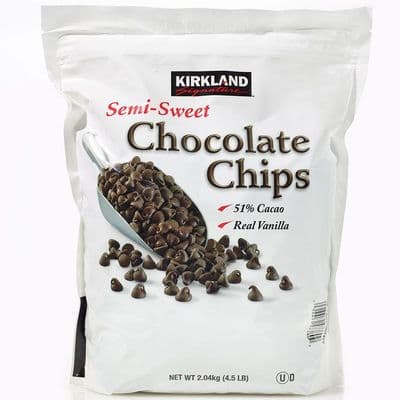 Kirkland Signature Semi-Sweet Chocolate Chips 51% Cacao, 2.04Kg Re-Sealable Bag