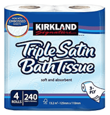 Kirkland Signature Soft and Absorbent Triple Satin Premium Bath Toilet Tissue Paper, (10 x 4 Rolls)