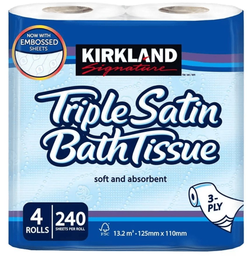 Kirkland Signature Triple Satin 3 Ply Toilet Tissue 4 rolls