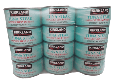 Kirkland Signature Tuna Steak Skipjack in Brine Water Drained- (Pack of 12 x 140g)