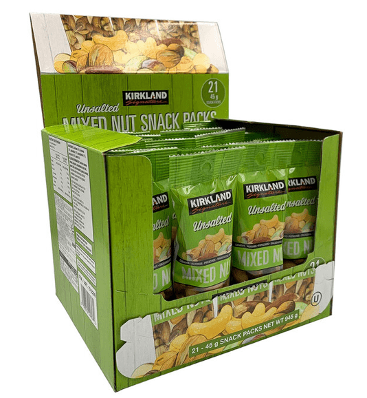 Kirkland Signature Unsalted Mixed Nut Snack Packs 21 x 45g