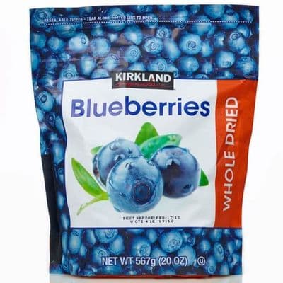 Kirkland Signature Whole Dried Blueberries, 567g, Resealable Bag 2 Pack