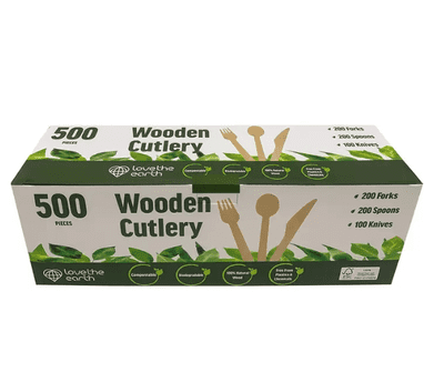 Love The Earth Wooden Cutlery Variety, 500 Pack