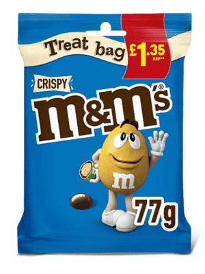 M&M's Crispy Chocolate Treat Bag 77g (Pack of 16)
