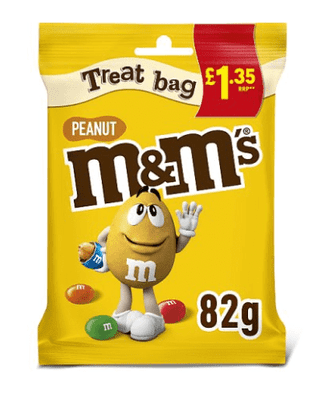 M&M's Peanut Chocolate Treat Bag - Pack of 16 x 82G
